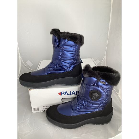 PAJAR Women’s Moscou 3.0 Snow Boots Size US 7 EU 38 Blue Ice Grippers Waterproof - Picture 3 of 10